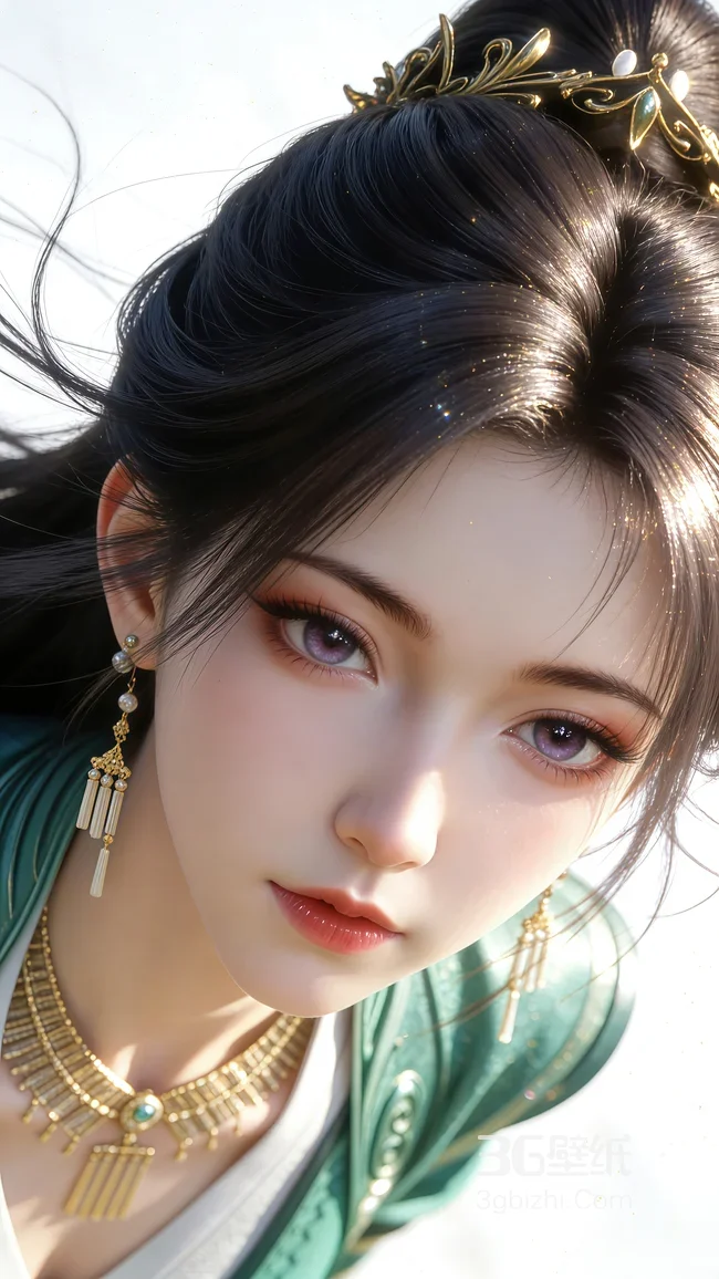 古风佳人·李慕婉·绿衣金饰·国风唯美写实（热门古风手机壁纸）1