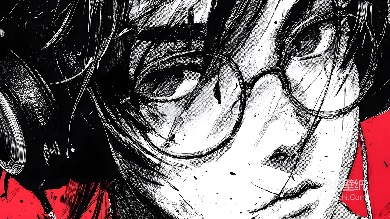 暗黑手绘酷感眼镜耳机动漫人物·宽屏电脑壁纸1