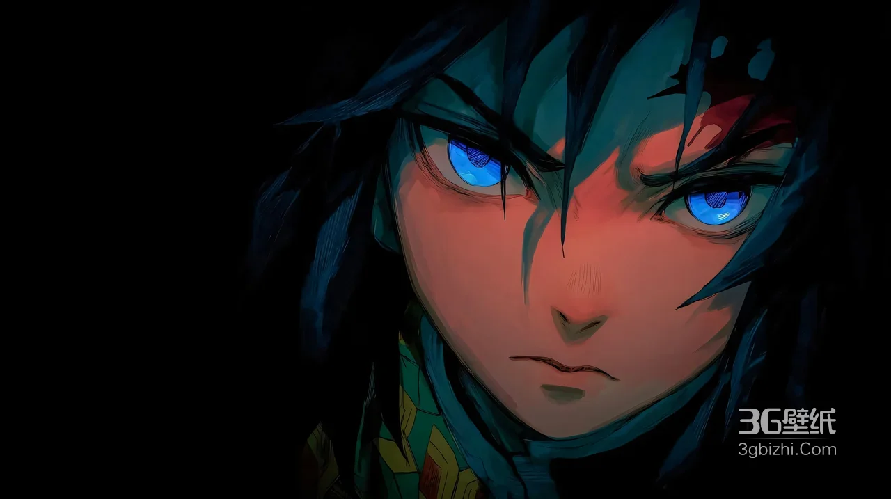 富冈义勇·锐利眼神 鬼灭之刃暗黑动漫风壁纸（热门角色）1
