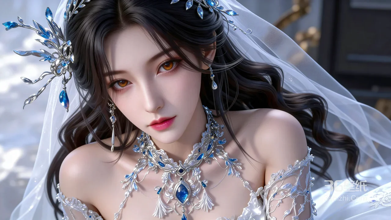 《云深不知梦》·云望舒·银蓝珠宝婚纱 唯美超高清电脑壁纸1