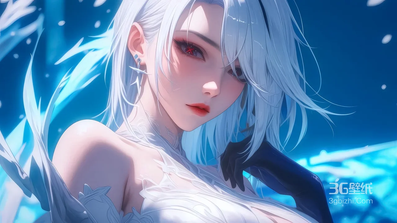 白发红瞳冰雪少女·唯美二次元游戏风 热门电脑壁纸1