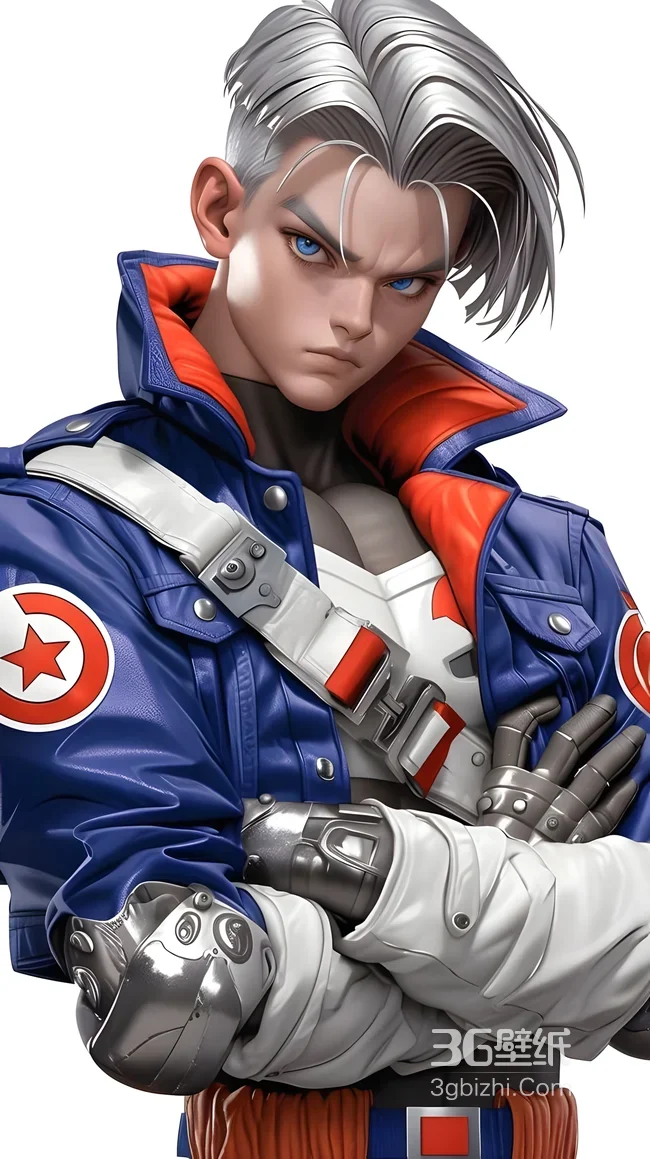 未来战士·银发机械臂帅哥 写实机甲风高热度手机壁纸1