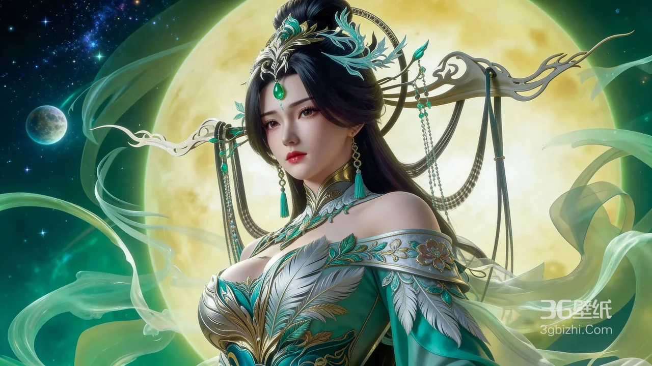 国风仙侠角色·完美世界柳神·华服羽饰 国漫宽屏壁纸1