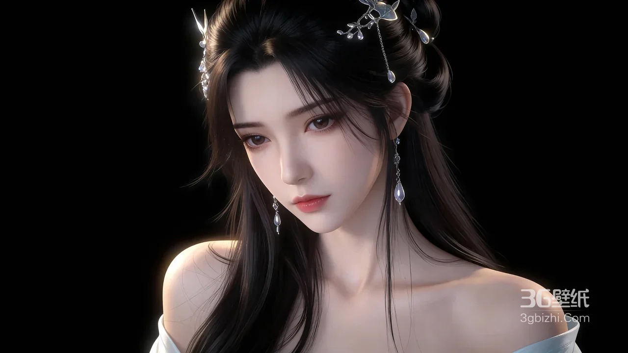 国风美女·银饰垂坠·唯美写实CG 宽屏电脑壁纸1