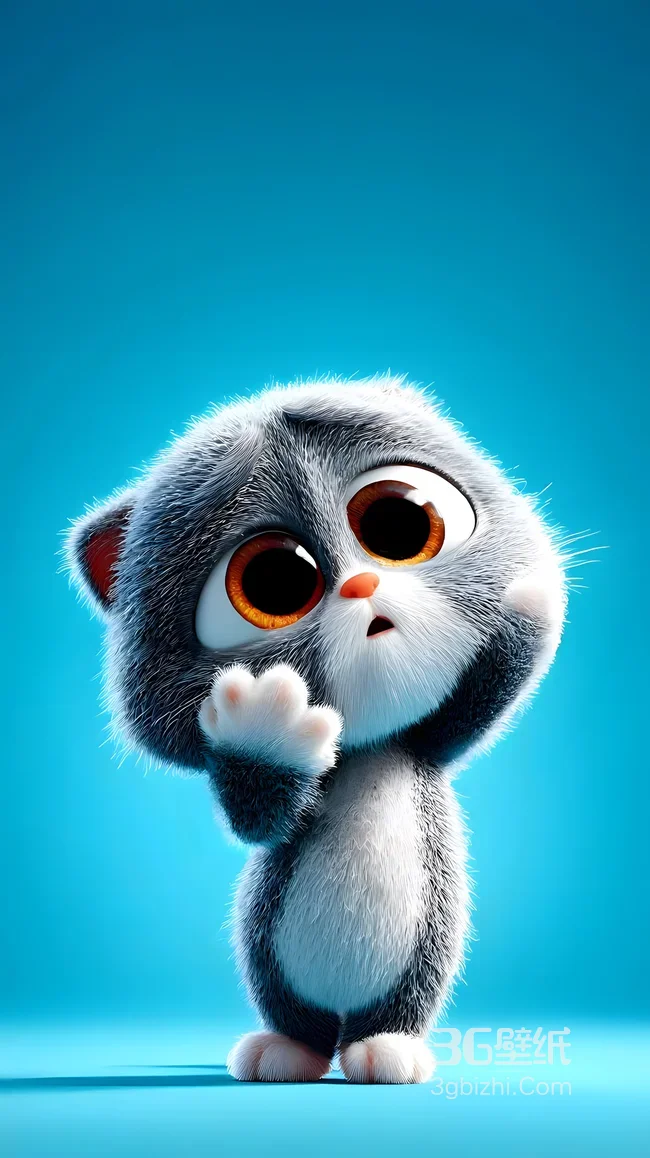 3D萌系卡通小猫·大眼睛委屈感 治愈风手机壁纸热款1