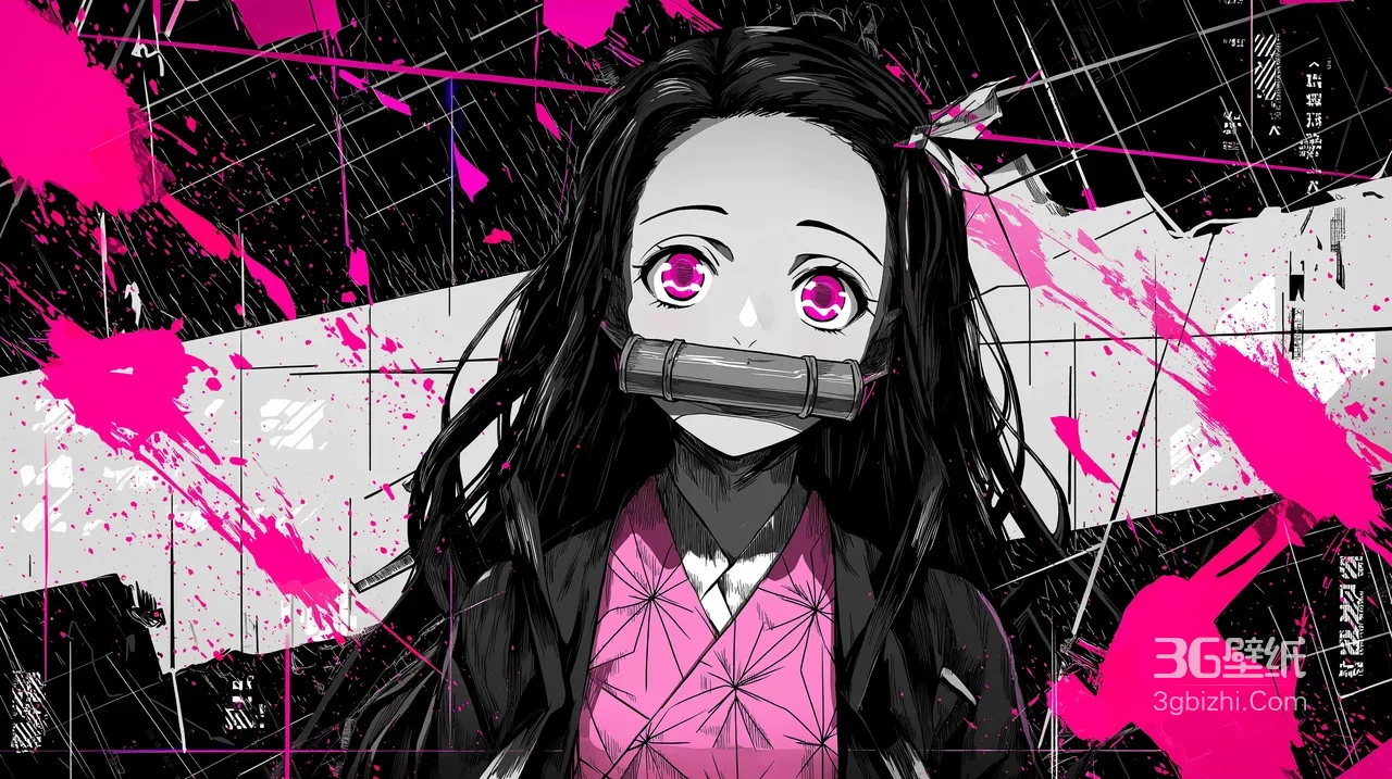 祢豆子·竹筒咬嘴 鬼灭之刃暗黑潮酷动漫壁纸 高人气角色壁纸1