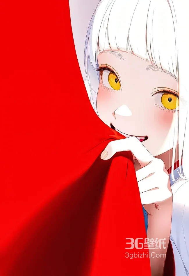 白发黄眼少女·俏皮遮帘 国漫唯美手机壁纸1