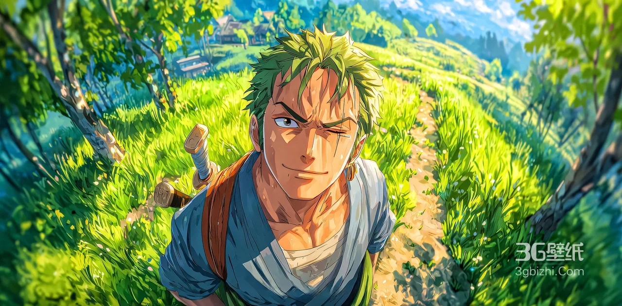 罗罗诺亚·索隆·三刀流绿发 二次元田园冒险高清动漫壁纸1