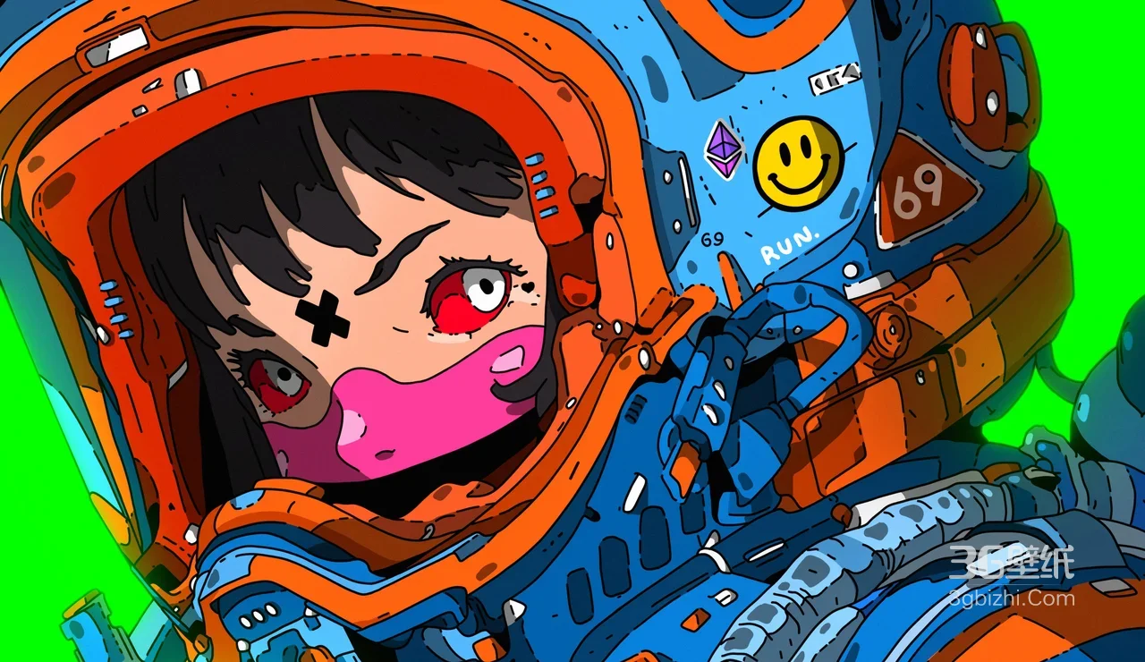 赛博朋克宇航服少女·国潮插画 潮酷电脑壁纸1