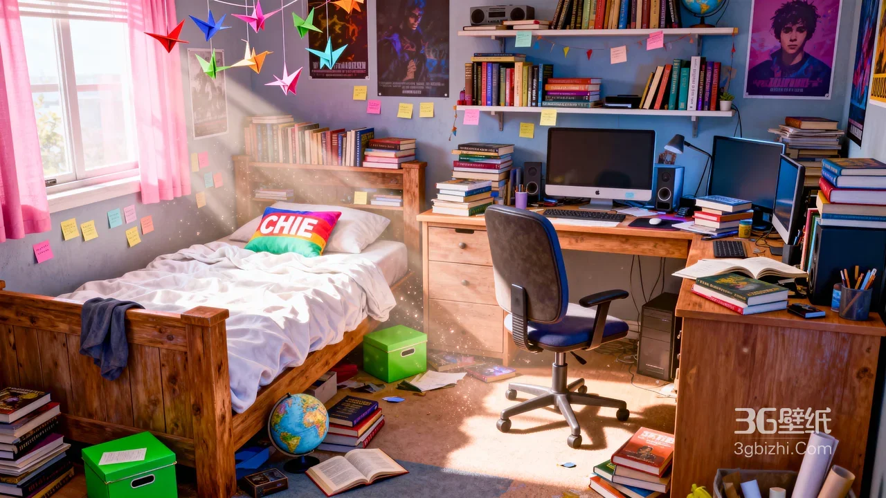 青春活力青少年卧室·清新风 房间布置电脑壁纸1