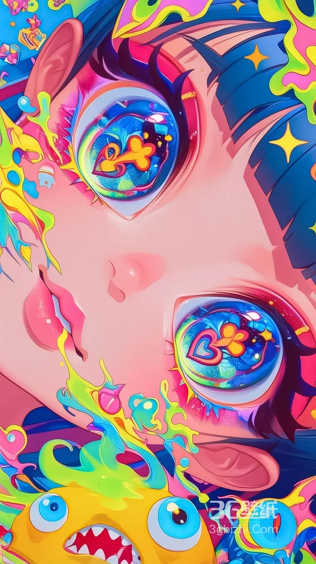 迷幻潮酷卡通人物·赛博流体风 高饱和视觉冲击手机壁纸1