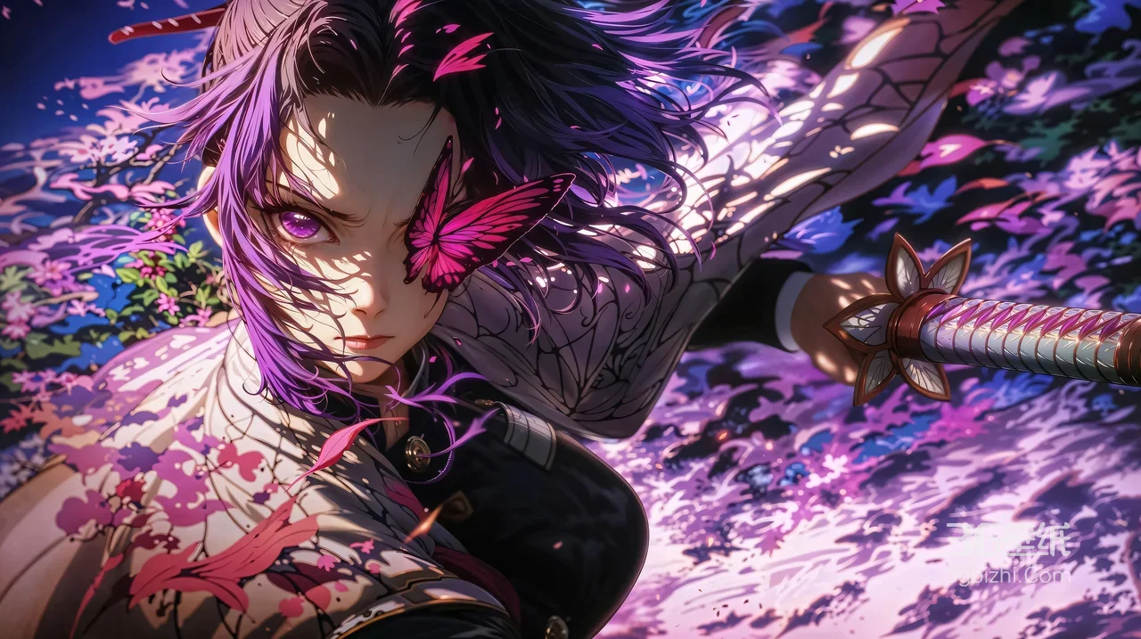 蝴蝶忍·紫发蝶刃 鬼灭之刃唯美二次元电脑壁纸爆款1