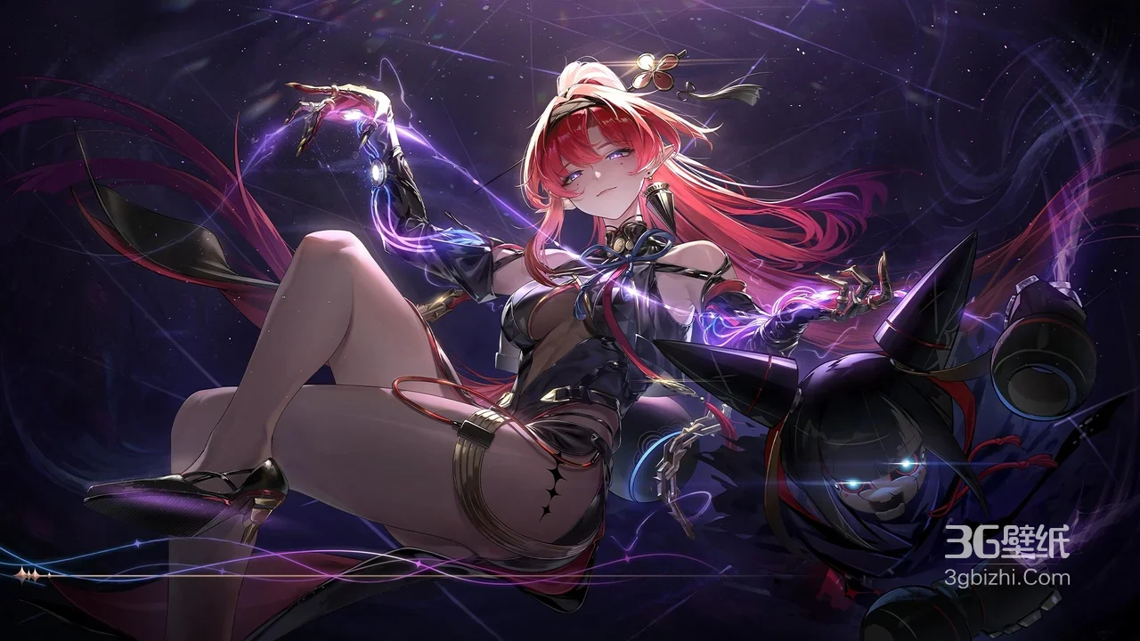 红发异能少女·紫电流转 暗黑科幻宽屏电脑壁纸1