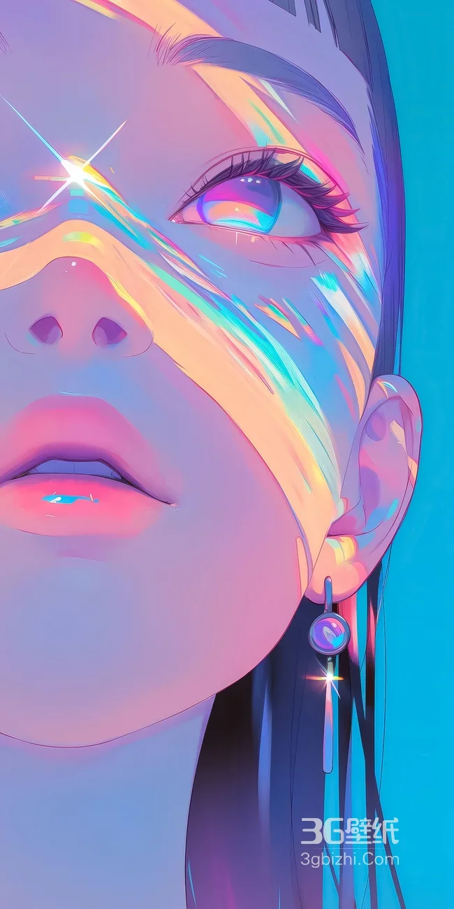赛博朋克风少女·镭射流光妆容 高人气竖屏壁纸1