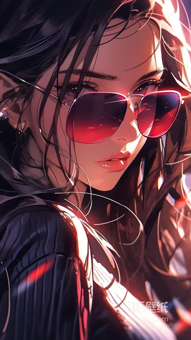 酷飒墨镜少女·光影写实风 氛围感手机壁纸1