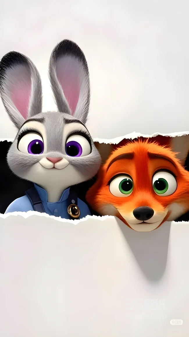 朱迪·尼克·萌趣探头 疯狂动物城动画风手机壁纸优选1