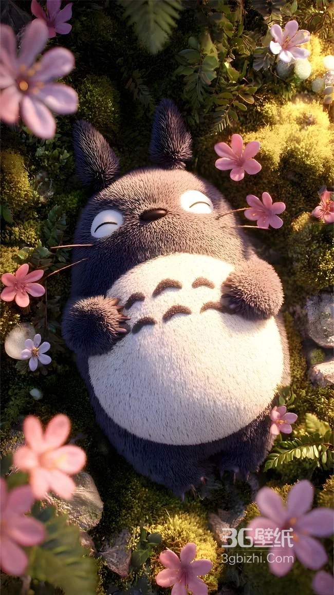 龙猫·治愈写实风·宫崎骏动漫 森系花丛萌宠壁纸1