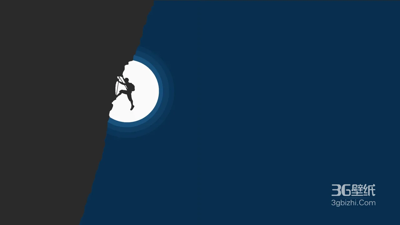 攀岩者峭壁攀登 极简暗黑风宽屏电脑壁纸精选1