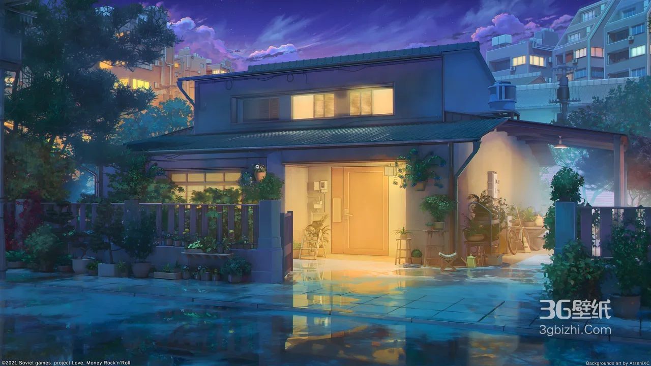 雨夜日式住宅庭院·唯美二次元（游戏Love, Money Rock'n'Roll）1