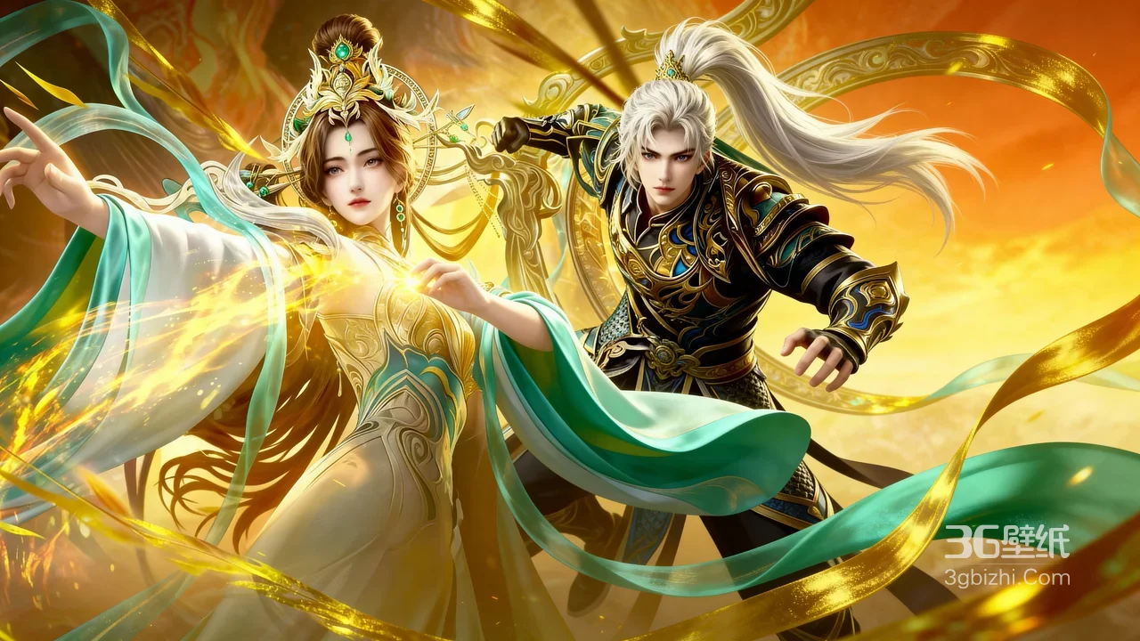 国漫《完美世界》角色·柳神·荒·金绿飘带战斗 超燃电脑壁纸1