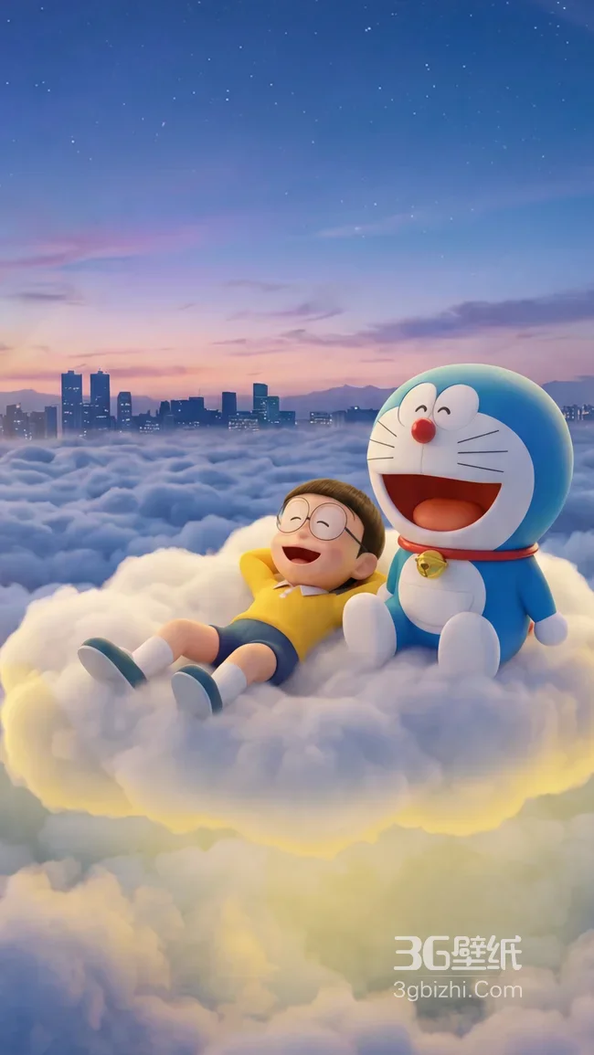 哆啦A梦&大雄·云海欢笑 唯美日系动漫壁纸（治愈系动漫壁纸）1