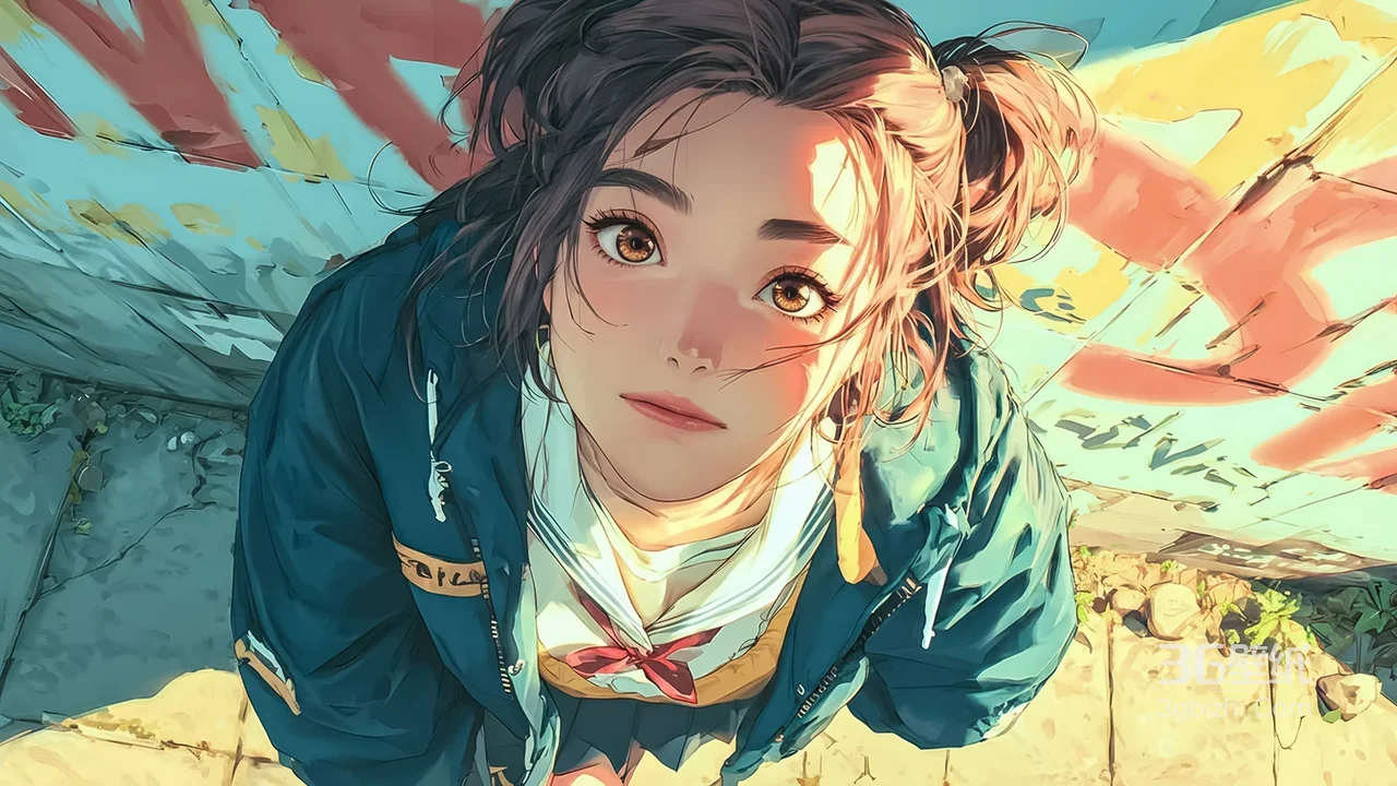 日系校服少女·双马尾暖光写实 原创校园风电脑壁纸1