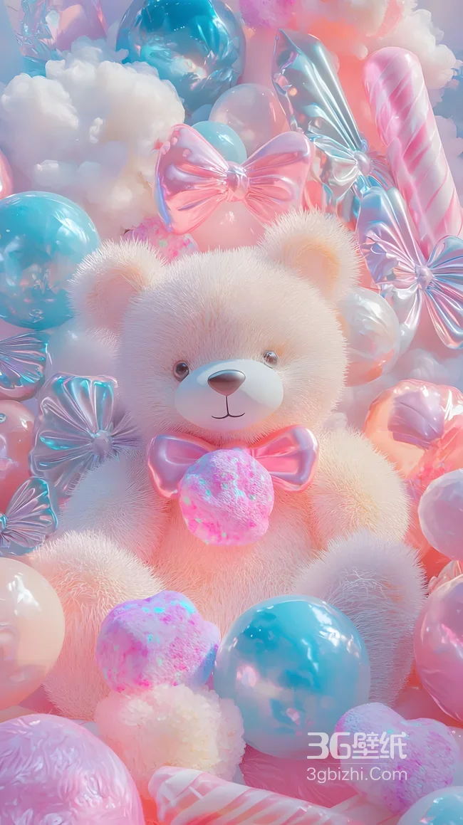 毛绒小熊·梦幻甜美风 软萌糖果系手机壁纸1