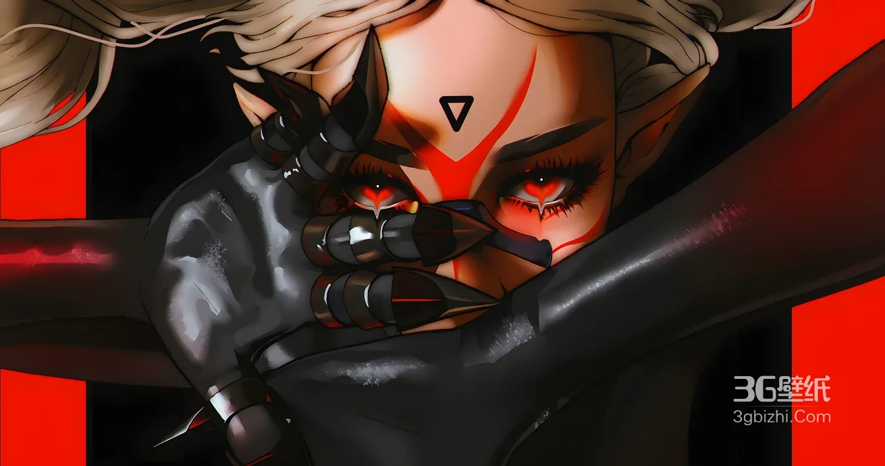 暗黑风尖耳魔女·猩红眼纹宽屏电脑壁纸 ###1
