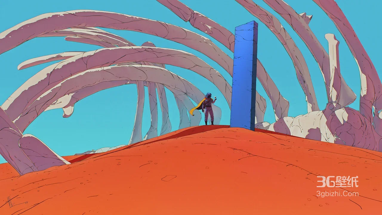 异星探险者·红沙漠巨型骨架 二次元科幻电脑壁纸1