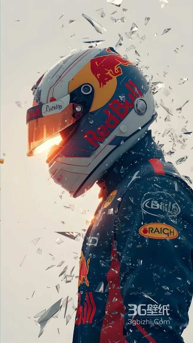 Red Bull赛车手·头盔光效碎玻璃 炫酷赛车热血手机壁纸1