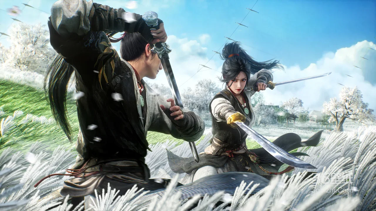 武侠侠侣·剑刃交锋 国风国漫唯美战斗场景1
