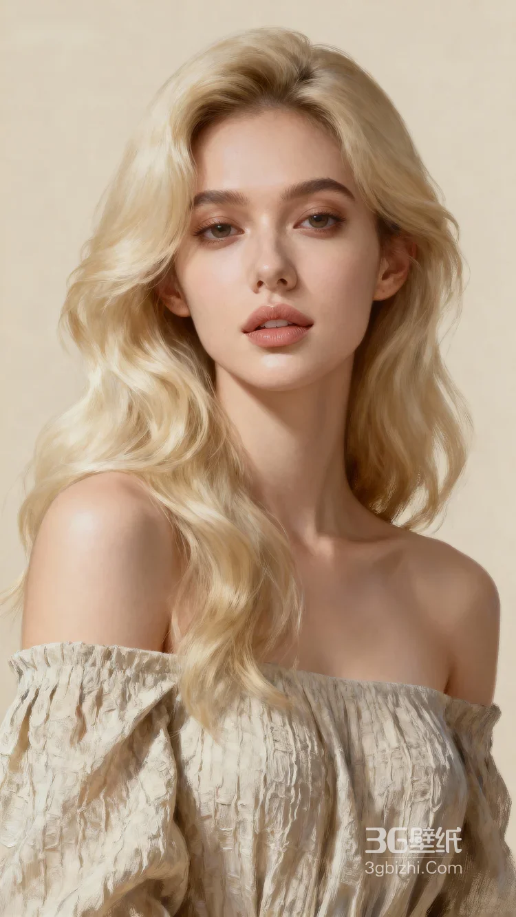 金发披肩女生·唯美写实风 优雅露肩高质感写真3