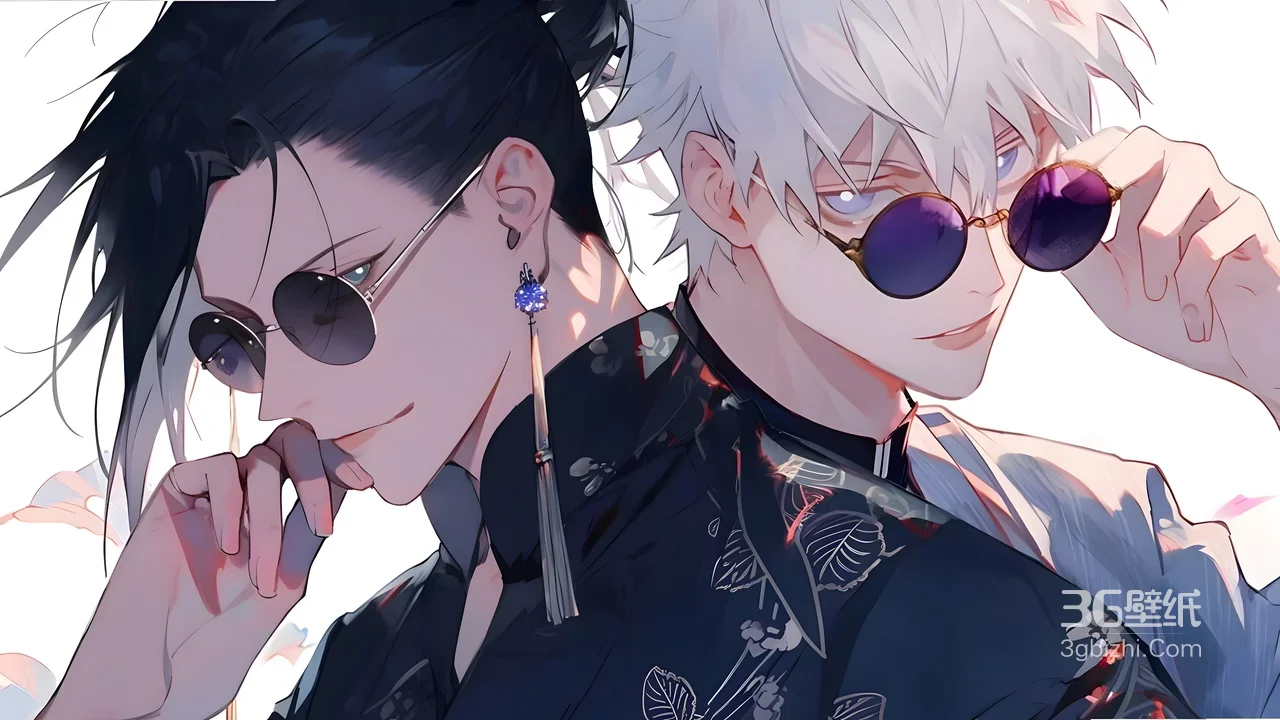 夏油杰·五条悟 国风墨镜 咒术回战二次元唯美宽屏电脑壁纸1