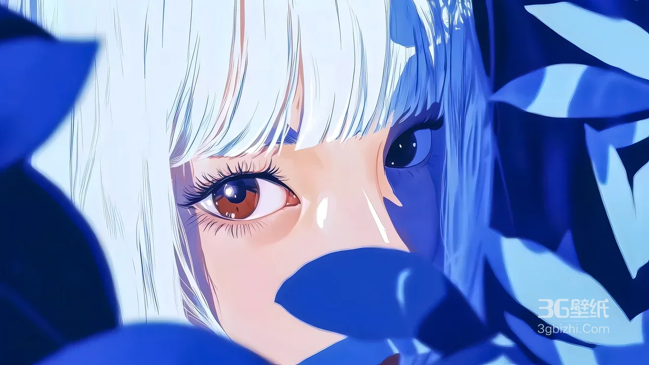 白发少女·眼眸澄澈 原创插画二次元唯美电脑壁纸1