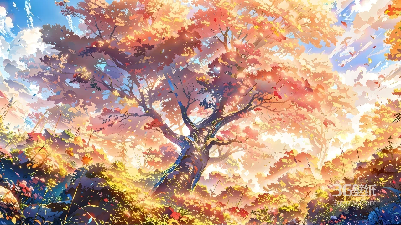 梦幻森林古树·二次元唯美风电脑壁纸1