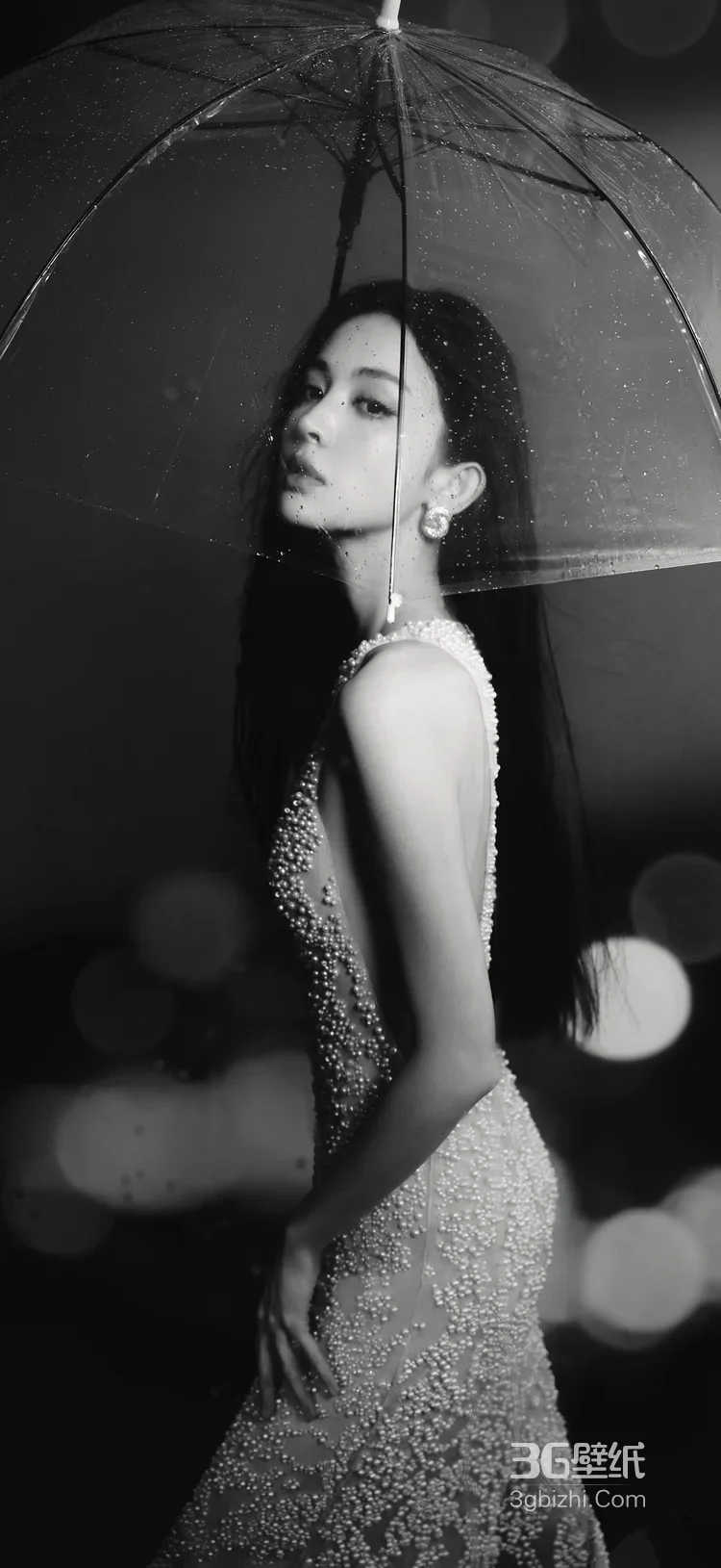 古力娜扎·珍珠透视裙 冷艳蓝调氛围感明星写真1