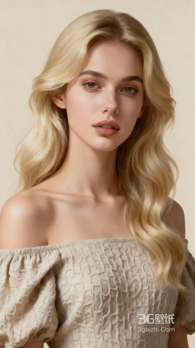 金发披肩女生·唯美写实风 优雅露肩高质感写真4