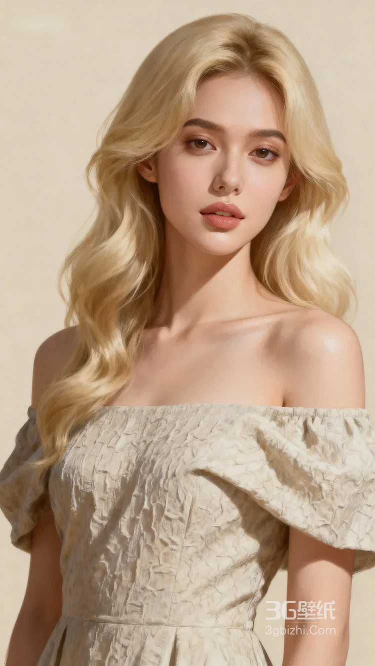 金发披肩女生·唯美写实风 优雅露肩高质感写真2