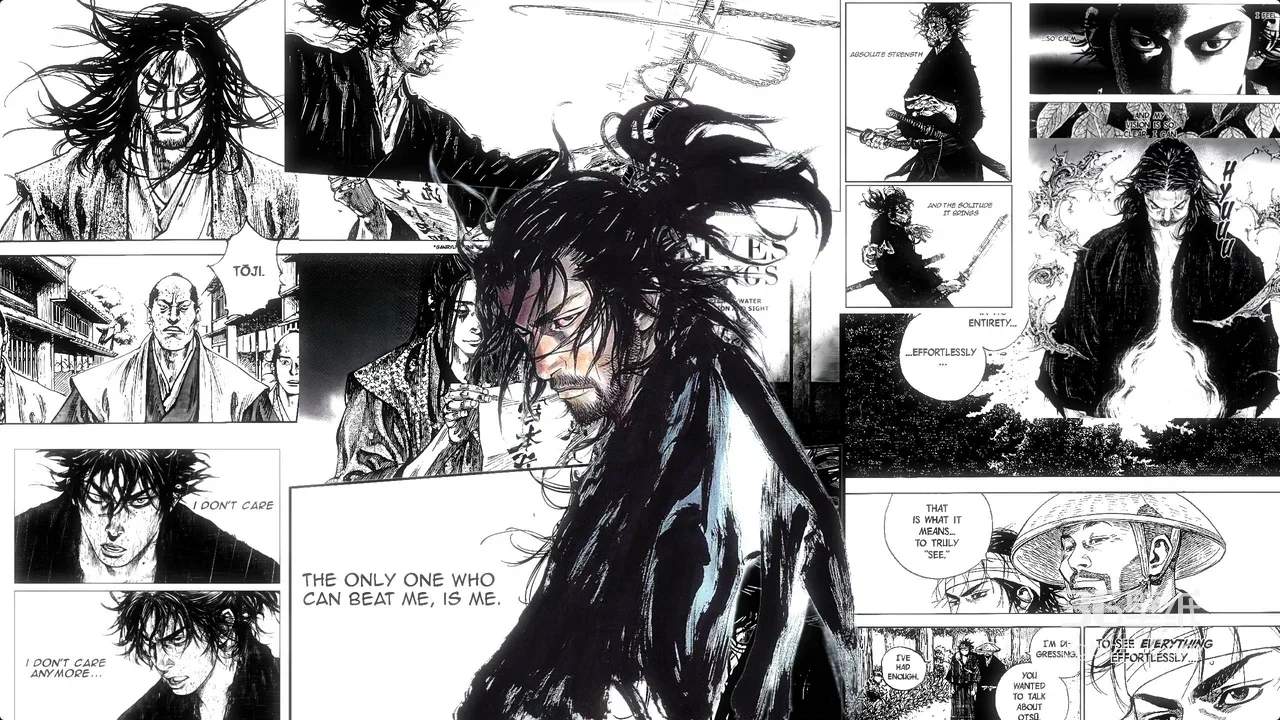 宫本武藏·孤高剑道 浪客行水墨暗黑风漫画宽屏壁纸1