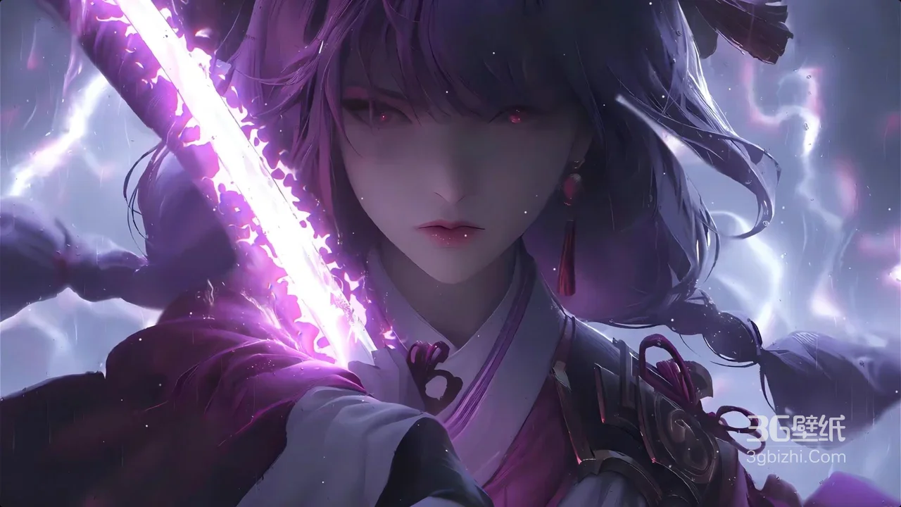 雷电将军·紫电薙刀 国风写实 原神超燃游戏壁纸1