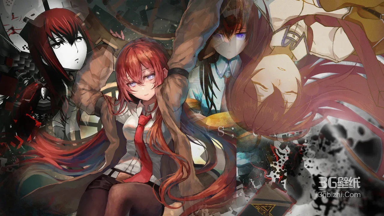 牧濑红莉栖·红领带风衣 二次元插画 命运石之门宽屏电脑壁纸1