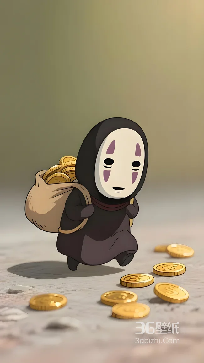 无脸男背金币袋 千与千寻治愈风动漫壁纸 高热度1