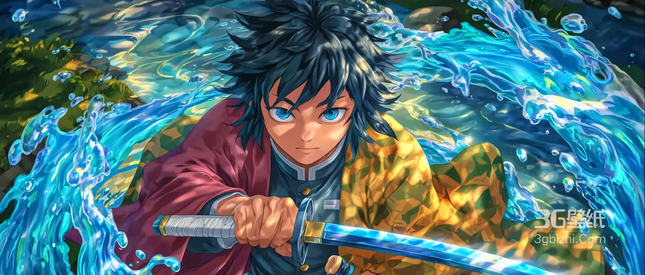 富冈义勇·水之呼吸 鬼灭之刃二次元动漫电脑壁纸1