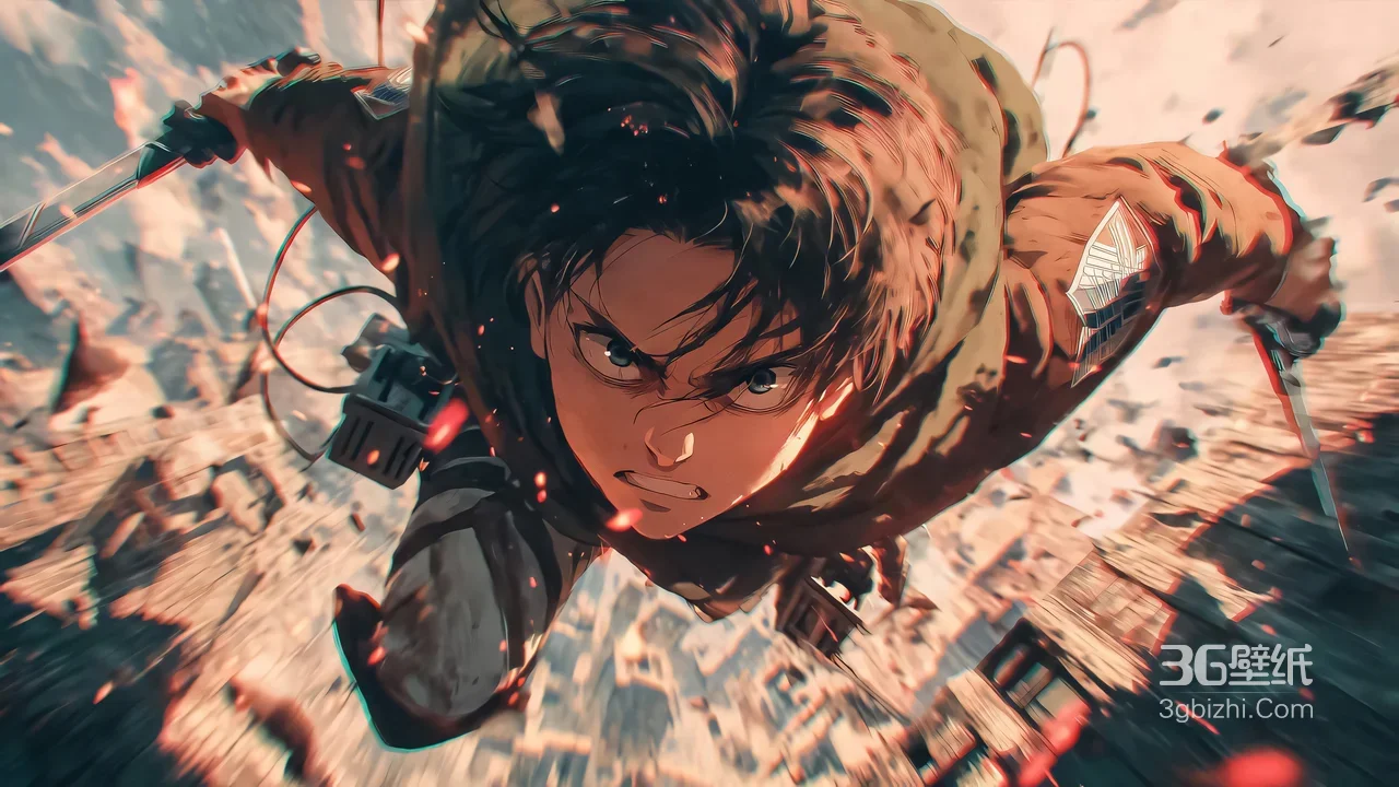 进击的巨人 利威尔·立体机动出击 写实动漫风壁纸1
