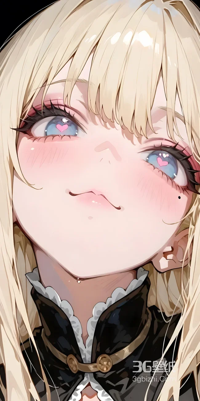 二次元唯美金发爱心眼少女 洛丽塔风动漫手机锁屏壁纸1