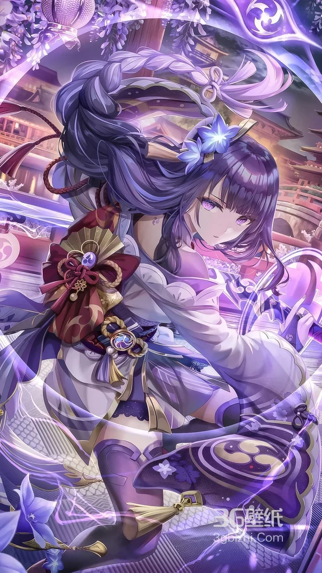 雷电将军·紫电御姐 日式和风原神游戏手机壁纸1