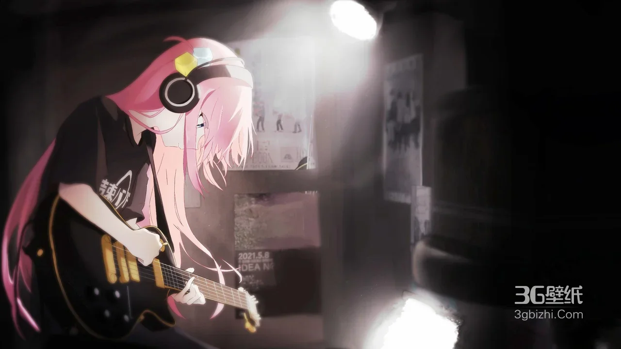后藤一里·吉他弹奏 二次元暗黑动漫宽屏壁纸（孤独摇滚）1