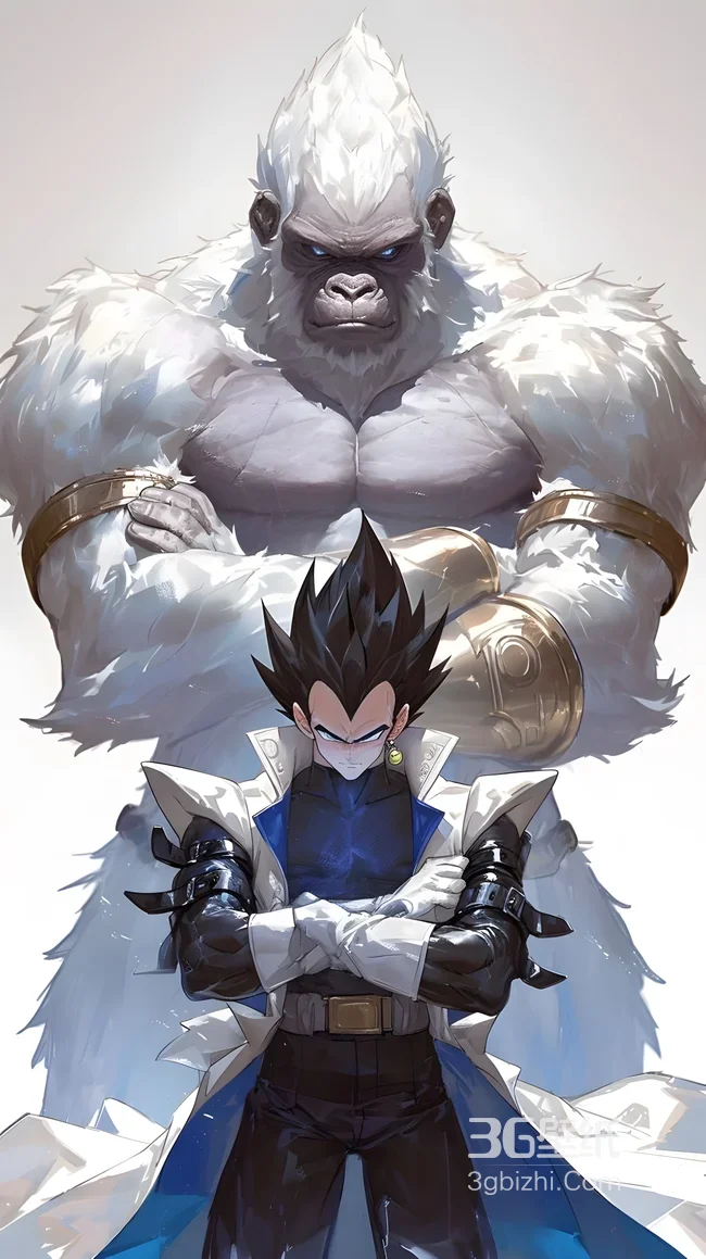 贝吉塔·冷峻抱臂 白猿巨兽 二次元写实龙珠动漫壁纸1