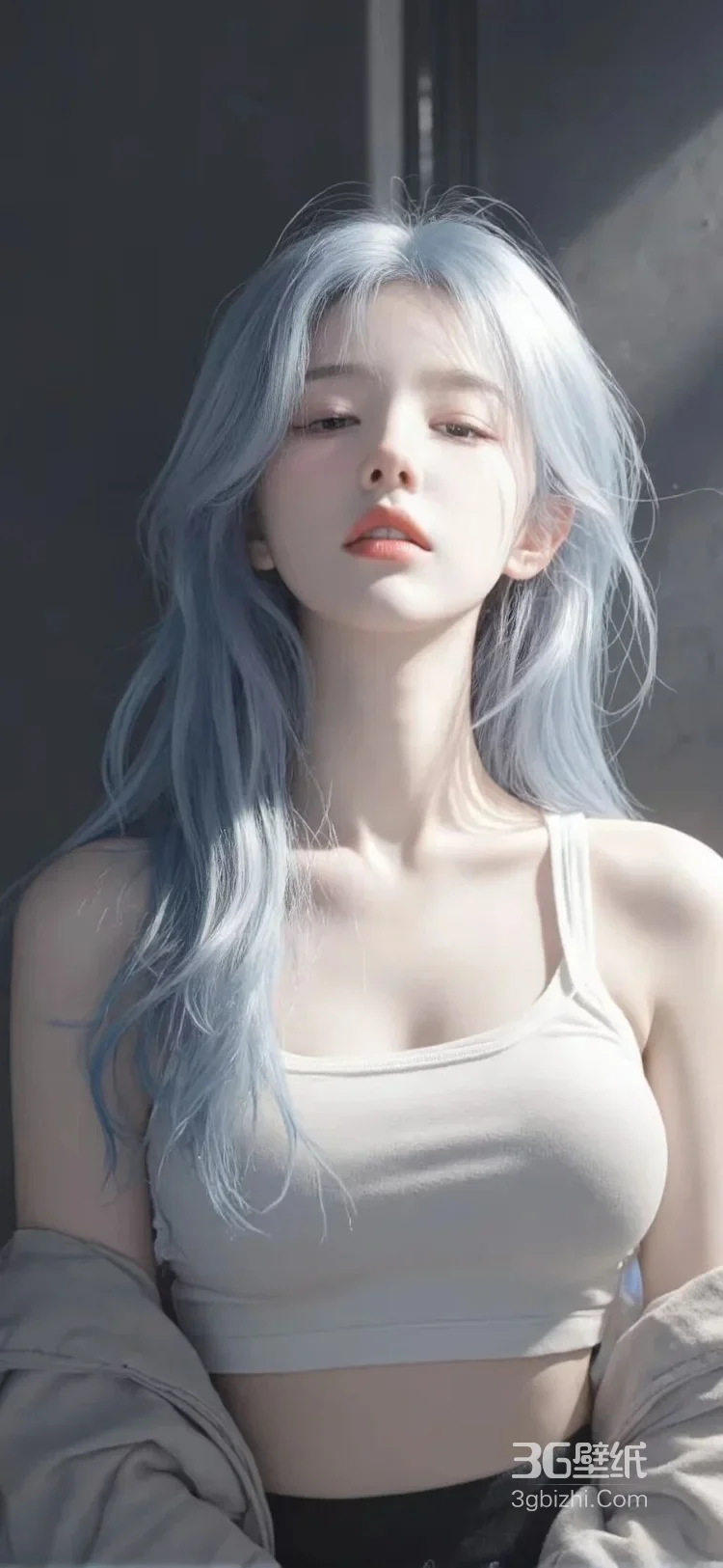 蓝发少女·唯美写实风 清冷氛围感女生写真1