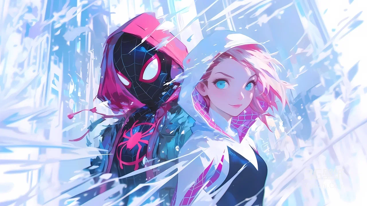 迈尔斯·莫拉莱斯&格温·史黛西·蜘蛛侠平行宇宙 唯美二次元电脑壁纸精选1